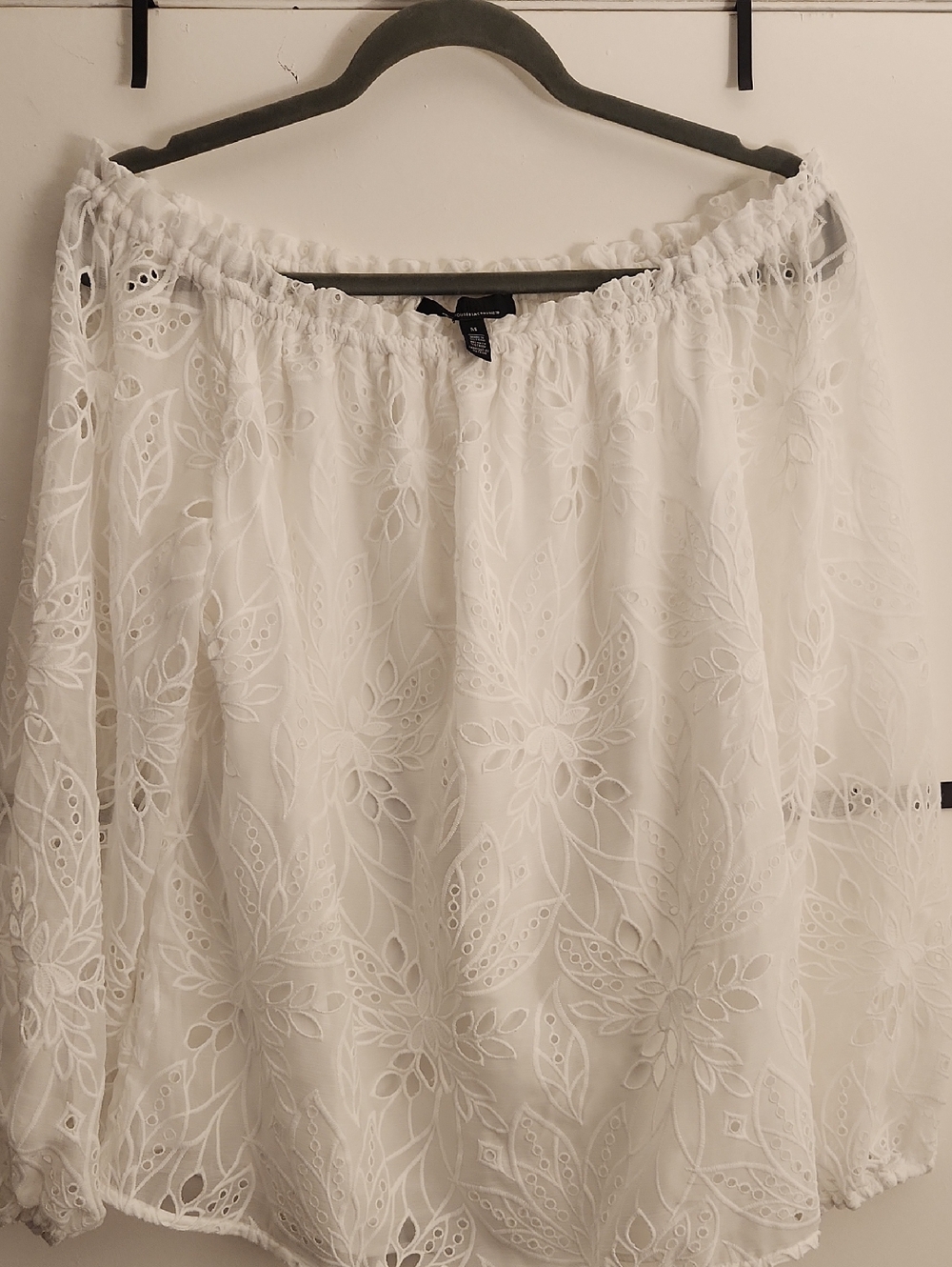 White Embroidered Off-Shoulder Blouse